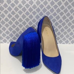 Blue AKIRA Heels with Fringe
